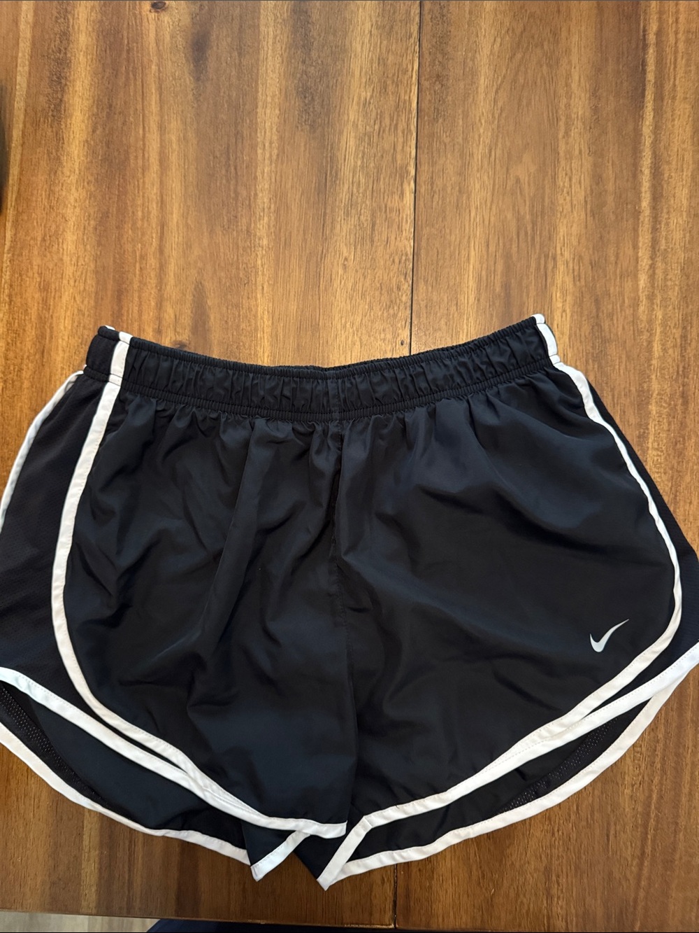 Nike Women's Black Athletic Shorts with White Piping